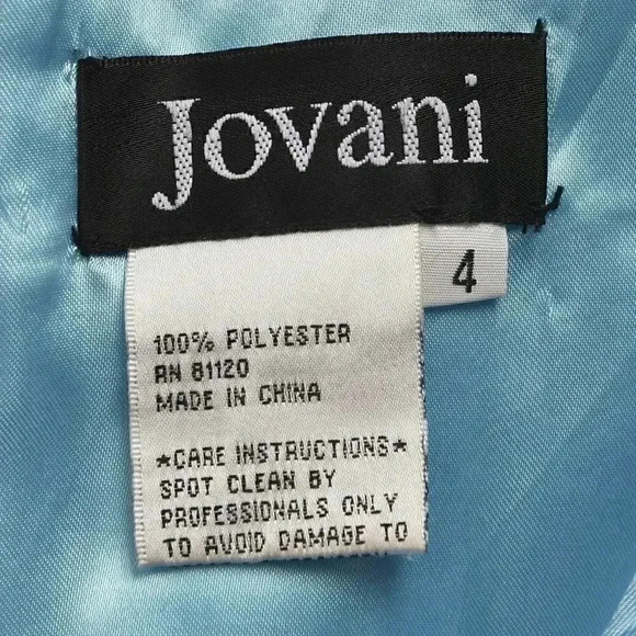 Jovani Gown Blue Green Floral Watercolor Beaded Strapless Chiffon Prom Grad 4 - Picture 13 of 15